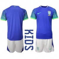 Camiseta Brasil Segunda Equipación Replica Mundial 2022 para niños mangas cortas (+ Pantalones cortos)